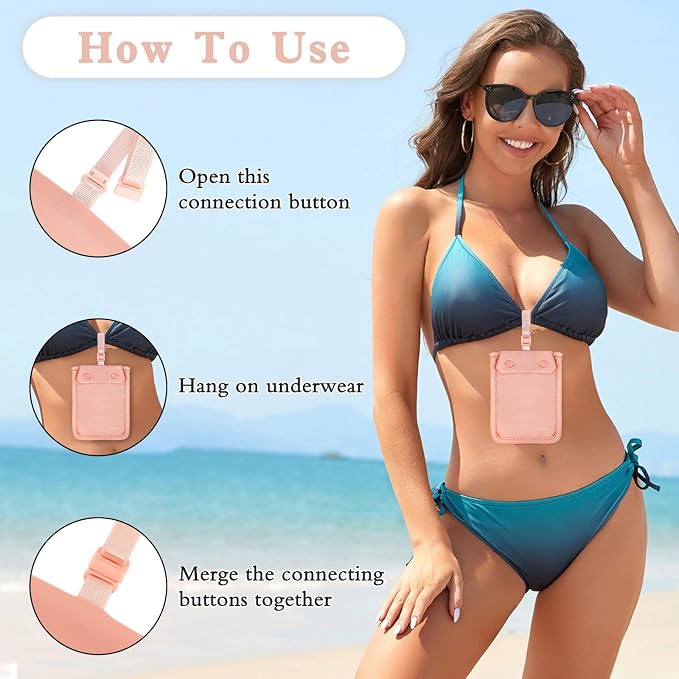 YOYI YOYI RFID Blocking Bra Wallet Neck Strap Hidden Pocket Cash Card | Skin-friendly fabric so thin it disappears inside your bra, RFID blocking keeps cards and cash secure from theft on the go - Image 5