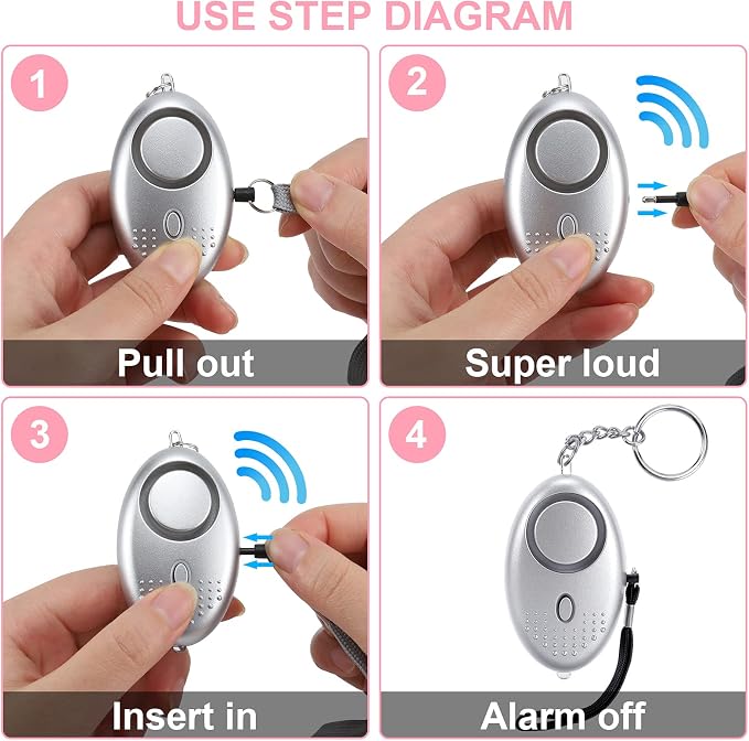 Safe Sound Personal Alarm, 12 Packs 140DB Personal Security Alarm Keychain with LED Lights, Emergency Safety Alarm for Women, Men, Children, Elderly - Image 5