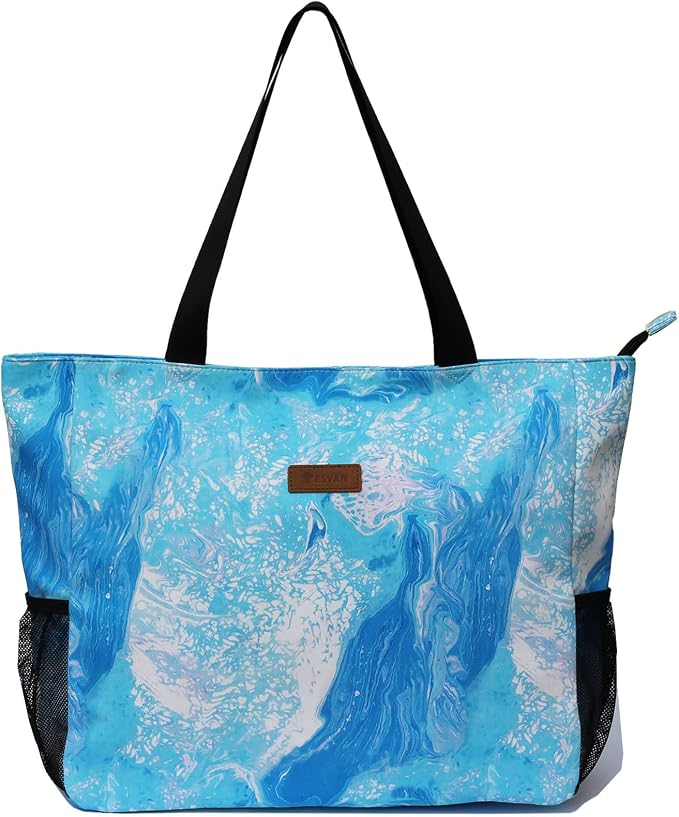 ESVAN LARGE BEACH BAG Water Resistant Lightweight 20 inch Women Oversize Tote Bag for Gym Beach Travel Pool Yoga Nurse - Image 5