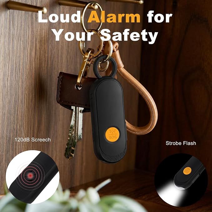 Personal Safety Alarm, Find My Tracker Keychain for Apple & Google, Black | Real-Time Tracking • Loud Alarm • SOS Strobe • Apple & Android Compatible • Personal Safety - Image 3