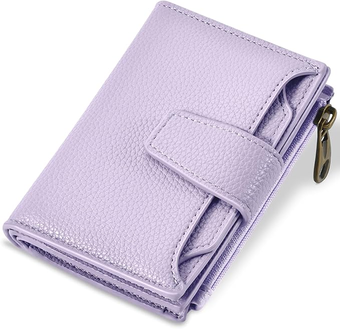 Small Wallet Women RFID Blocking Soft Leather Bifold Compact Card Holder Wallet for Women with Zipper Coin Pocket 4 ID Window by Airkit