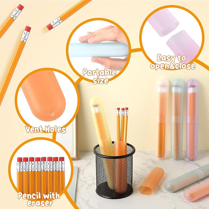 48 Set Pastel Travel Toothbrush Holders Bulk Classroom Pencil Case, 6 Color | Pastel 6 Color Set, ABS Durable Toothbrush Case Bulk, Compact 8 x 1.2 Inches, Portable Pencil Storage Box, School Class Gifts - Image 4