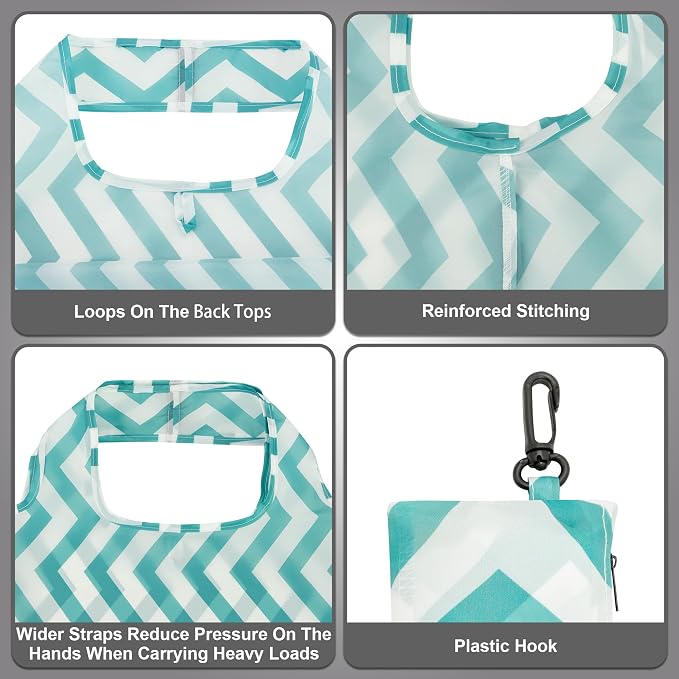 HOLYLUCK Reusable Grocery Bags,Heavy Duty Foldable Shopping Tote Bag (Standard, Geometric Patterns) - Image 4