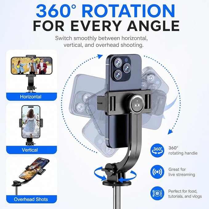 67" Detachable Phone Tripod Selfie Stick, Extendable Portable Cell Phone Stable Camera Easy Selfie Tripod Stand, with Wireless Remote, Ideal for Travel & Photos Recording/Video Vlogging, Big Tripod - Image 6