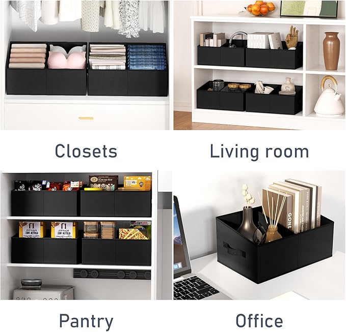 DIMJ Trapezoid Storage Bins for clothes - 5 Packs Closet Organizers and Storage Baskets, Foldable Closet Baskets with Handles and Divider, Closet Storage Bin Toybox for Shelves Living Room Bedroom - Image 6