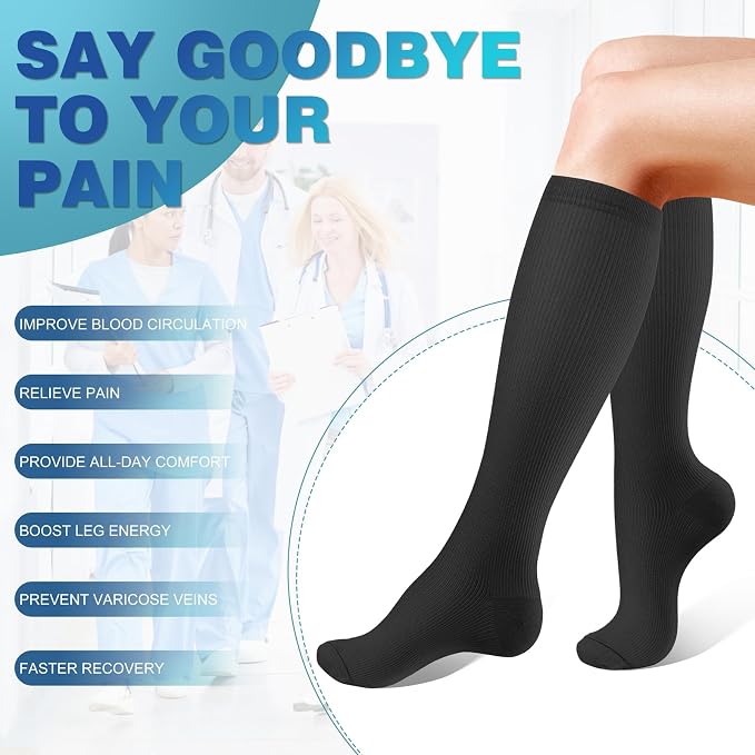 cerpite Compression Socks for Women & Men Circulation 8 Pairs Compression Socks 20-30 mmhg Best for Running,Nurse,Travel - Image 2