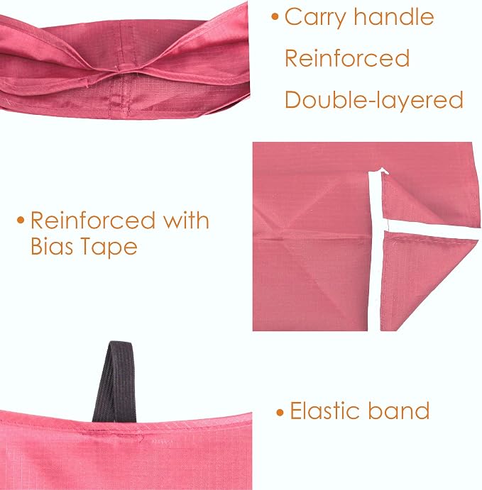 BeeGreen Pink Reusable Grocery Bags with Elastic Band Pink Reusable Shopping Bags Bulk 50LBS X-Large Foldable-Machine Washable-Heavy Duty 10 Pieces - Image 5
