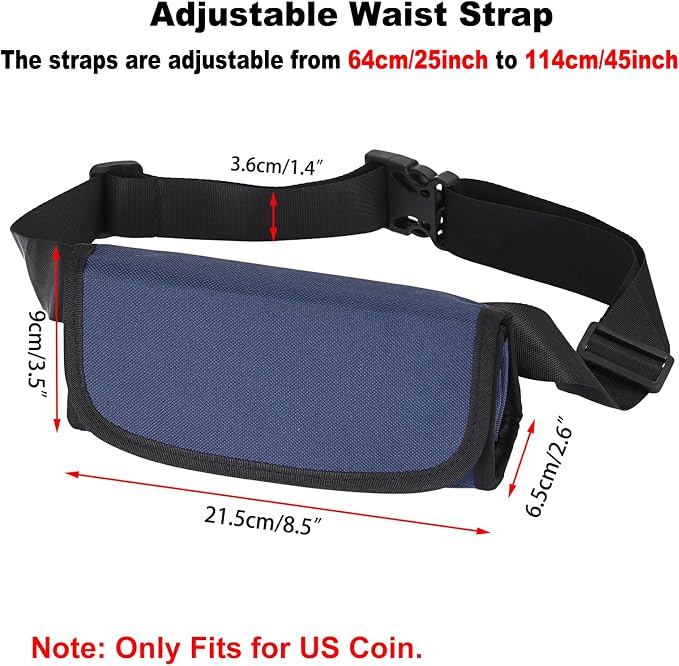 BSTKEY US Coin Holder Coin Dispenser, Fanny Pack with Banknote Waiters Purse Coin Sorter Coin Organizer, Coin Storage Bag with Belt for Waitress Server Collector Cashier Change （Navy） - Image 4