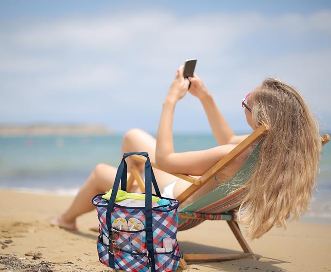 KABAQOO Mesh Beach Bag, Extra Large Beach Bags with 9 Pockets & Zipper Waterproof Lightweight Beach Tote for Beach/Pool Trip - Image 2