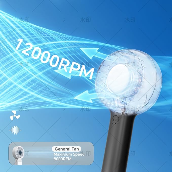 ZOZOO Portable Fan, USB Rechargeable 5 Speed Handheld Fan,LED Display &High Power Motor Table Fan, 2 IN 1 Quiet Strong personal fans for Travel,Camping,Beach Concert (Black) - Image 2