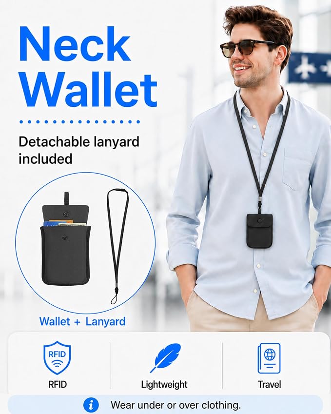 RFID-Blocking Travel Bra Wallet, Hidden Money Pouch with Elastic Strap | Ideal Secret to Pocket Protect Your Credit Cards, Cash and Valuables Under-Clothes, Black, Bamneat - Image 6