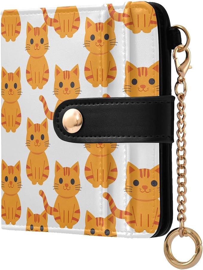 Sweet Cute Orange Cat Women's Wallets RFID Blocking,Credit Card Holder Bifold Wallet,Slim Card Cases,PU Leather Travel Wallet for men Girls by visesunny