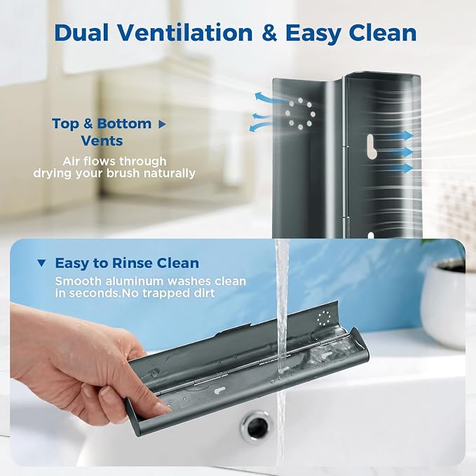 Toothbrush Travel Case Aluminum, Portable Toothbrush Holders Travel, Manual Toothbrush Case Container for Traveling, Bathroom, Camping, Business Trip-1Pack Gray - Image 4