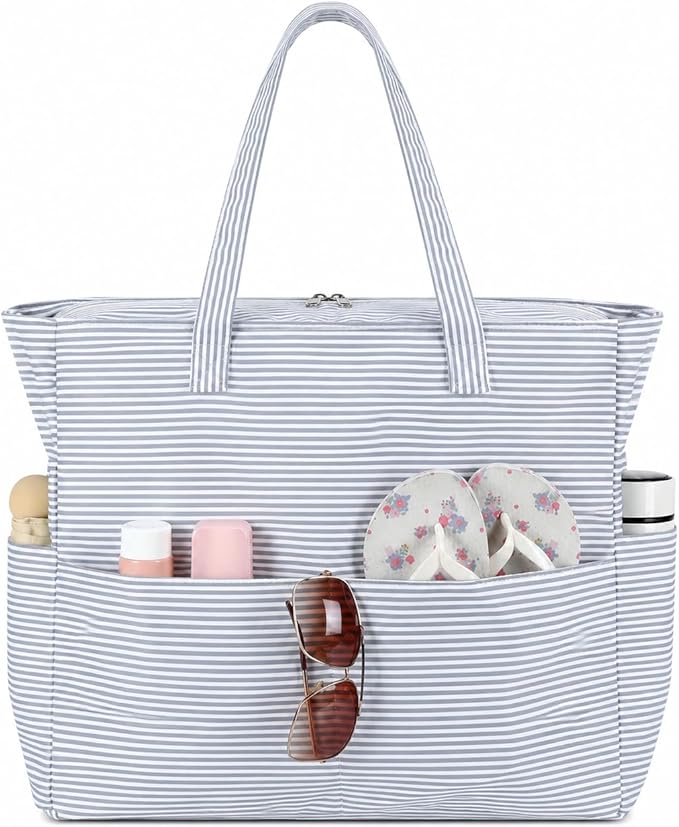 LEDAOU Beach Bag Waterproof Sandproof Women Beach Tote Pool Bag with Zipper for Swim Gym Grocery Travel with Wet Pocket | Sandproof by LEDAOU