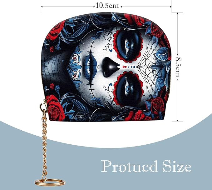Women's Slim RFID Wallet – Compact Leather Card Holder Wallet for Women, 9 Card Slots RFID Blocking Credit Card Organizer, Small Travel Wallet - Sugar Skull Woman - Image 2