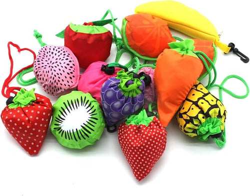 10PCS Fruits Reusable Grocery Shopping Tote Bags Folding Pouch Storage | Reusable Grocery Bags Foldable Machine Washable Reusable Shopping Bags,Lightweight Polyester Fabric by Dodkes