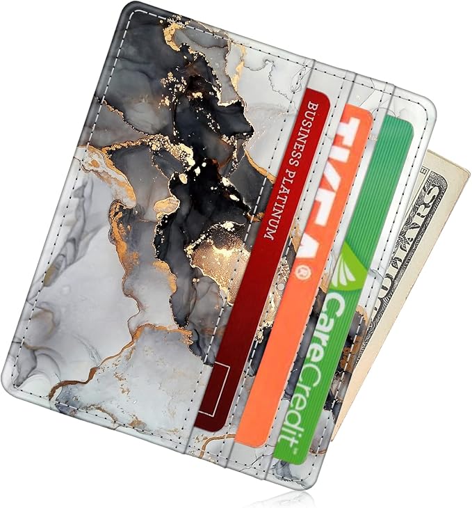 FINTIE Slim Minimalist Front Pocket Wallet RFID Blocking Credit Card Holder | Card Cases with ID Window for Men Women, cloudy marble - Image 5