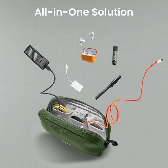 tomtoc Electronics Organizer Travel Case, Water Resistant Travel Bag Cable Organizer for Essentials, Tech Pouch Accessories Carry Storage for Cord, Phone, Cables, Airpods, USB Flash Drive, Daily Items | Water Resistant Tech Pouch Accessories Travel Bag... - Image 8