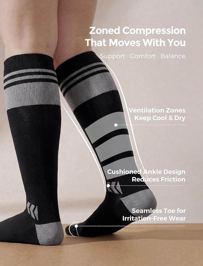 Momcozy Compression Socks for Women, 20-30 mmHg for Flying, Travel & Sports | 20-30 mmHg option: Enhanced support with zoned compression, Lycra fiber for lasting elasticity, silver-infused for freshness - Image 2