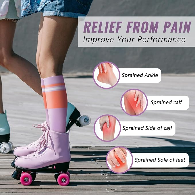 fenglaoda Compression Socks Women Men 4 Pairs, Knee High Support Socks for Running, Sports, Travel, Flight, Nurse - Image 4