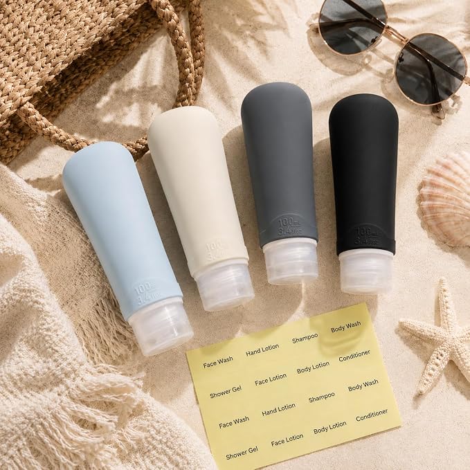 INSFIT Travel Bottles for Toiletries, TSA Approved 3oz Travel Size Containers, BPA Free Leak Proof Squeezable Silicone Tubes for Shampoo Conditioner Lotion Body Wash with Labels - Image 7