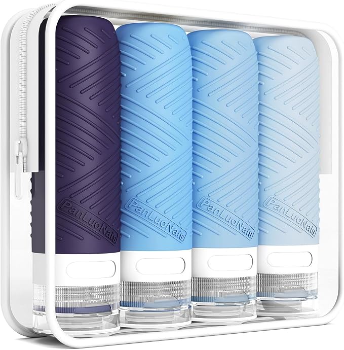 Travel Bottles for Toiletries, Silicone TSA Approved Bottles, Leakproof Shampoo & Toiletry Containers for Airplane, Vacation & Business Trips by PanLuoNais