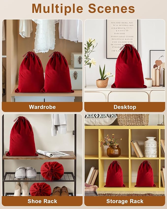 8 Pcs Shoe Bags for Travel, Dust Velvet Bags, Multicolor, 17.3x12.6 Inch | Washable & Reusable Travel Shoe Bags, Dustproof Shoe Bags with Drawstring Closure, Suitable for Travel, Home Storage - Image 7