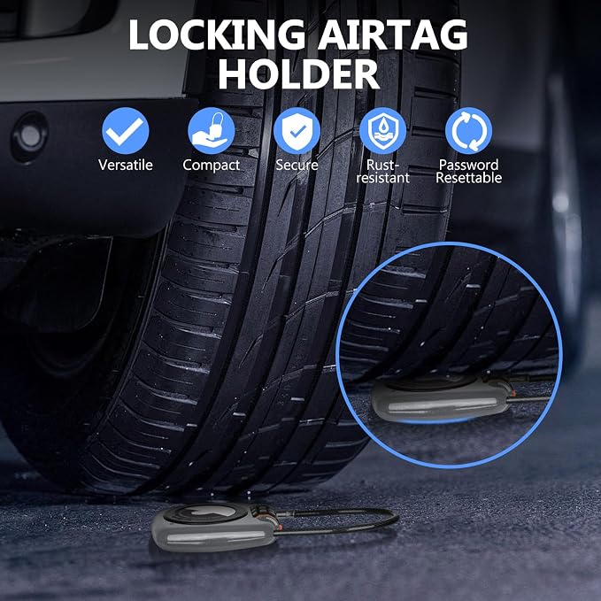 Compatible with Apple AirTag Secure Lock with Wire Cable, 3-Digit Combination Luggage Locks, Alloy Body Ultra Durable Anti-Lost Protective Case for Luggage, Suitcase (Grey*2) - Image 3