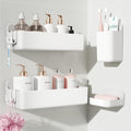 Nieifi Adhesive Shower Shelves, White, 4 Pieces | Rustproof ABS, Large Capacity, Removable Design, Easy-Clean, No Drilling Shower Organizer for Bathroom Storage & Home Decor by Nieifi