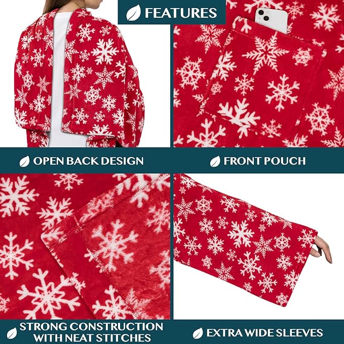 PAVILIA Wearable Blanket with Sleeves for Adult Women Men, Cozy Fleece Warm Wrap Throw with Arms, Gifts for Christmas, Wife - Image 2