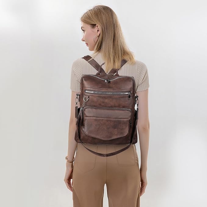 GAEKEAO Backpack Purse for Women PU Leather Anti-theft Backpack Ladies Convertible Large Travel Designer Fashion Shoulder Bag - Image 2