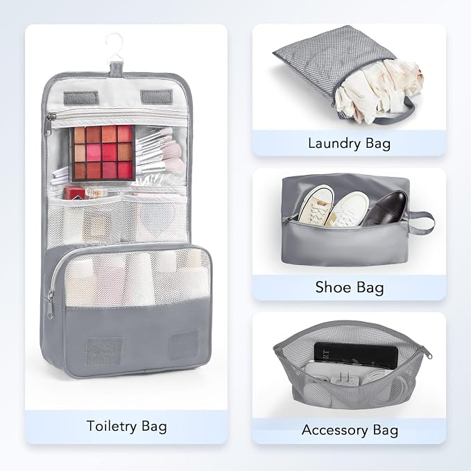 OlarHike 10 Set Compression Packing Cubes for Travel Essentials,Compressible Expandable Space Saver Bags for Organizing Clothes,Luggage Suitcase Garment Bags with Over 1000 pcs Mesh Holes(Gray) - Image 5