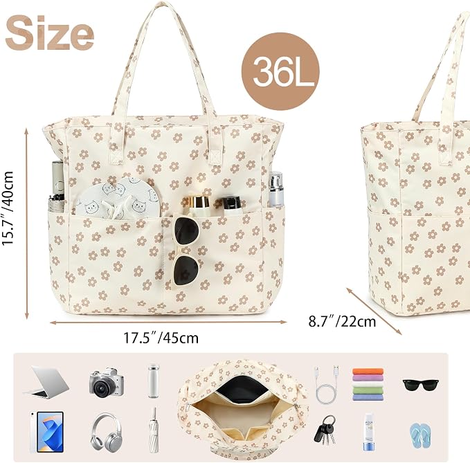 Bluboon Beach Bags for Women, Large Waterproof Tote Bag With Wet Compartment for Pool Weekender Travel Gym - Image 4