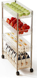 Sooyee Slim Rolling Storage Cart, 4 Tier, Clear | Bathroom Rolling Utility Cart Storage Organizer, for Office Bathroom Kitchen Laundry Room Narrow Places by Sooyee