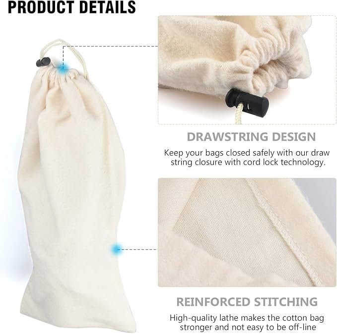 PlasMaller Shoe Storage Bags 100% Cotton with Drawstring for Men and Women for Travel Protecting and Storing Shoes - Image 7