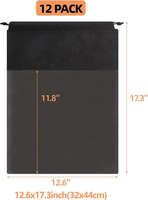 12 Pack Portable Shoe Bags for Travel Large Shoes Pouch Storage Organizer Clear Window with Drawstring for Men and Women Black - Image 2
