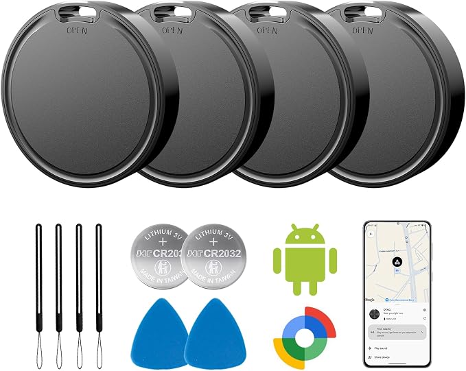 Air Tags for Android,Air Tags-4 Pack Android,Android Tracker Tags,2 Year Battery Life,Google Find Trackers for Google'S Find Hub App,IP65 Waterproof Luggage Tracker Android for Keys,Wallets,Suitcases by Vodyfu365-DayReturnGuarant