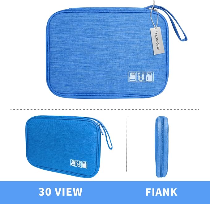 Lcsmaokin Electronics Travel Organizer,Portable Waterproof Electronic Travel Storage Bag for Small Charging Cord Storage,Charger,Small Electronics,SD Card etc,for Travel,Business - Sky Blue - Image 6