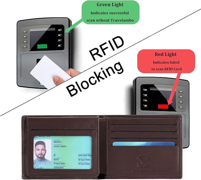 Travelambo Genuine Leather Wallet for Men with Gift Box - Handmade Bifold Stylish - Mens Wallets Rfid Blocking with 2 ID Windows - Image 4