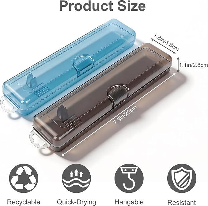 Travel Toothbrush Holder (10-Pack, Gray,Blue) | Portable Travel Toothbrush Case Carries Toothbrushes and Toothpaste, Suitable for Travel, Home, And School - Image 7