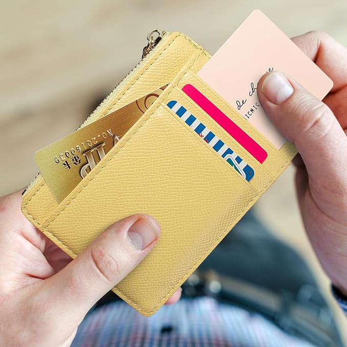 Valentoria Slim RFID Blocking Card Holder Small Pocket Wallet Keychian Zipper Coin Purse Mini Cash & Coin & Cards Case for Women Men | Slim - Image 4