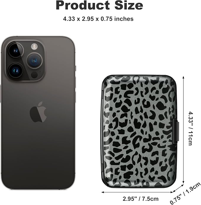 Mini RFID Aluminum Wallet Credit Cards Holder Business Card Case Metal ID Case for Men Women(Black Leopard Print) - Image 4