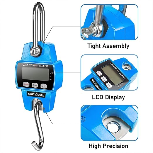 Digital Hanging Scale 660 LB 300 KG - Professional Heavy Duty Waterproof Fish Scale - Portable Durable Crane Scale for Luggage Weight Suitcase Hunting Farm Bike Bow Fish Weight Fishing Scale - Image 3