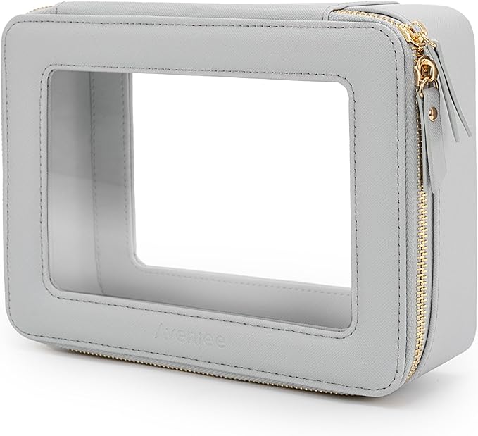 Aveniee Clear Makeup Bag Organizer, Travel Toiletry Bag for Women, Waterproof Cosmetic Pouch with Zippers,Car Organizers and Storage Case for Accessories,Blue,Medium Classic by Aveniee