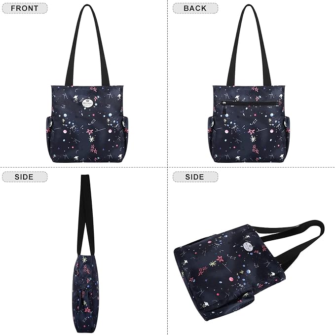 HUA ANGEL Floral Tote Bag - Casual Shoulder Bag Daily Tote Bag with Zipper Gym Travel Shopping Work Handbag for Women - Image 6