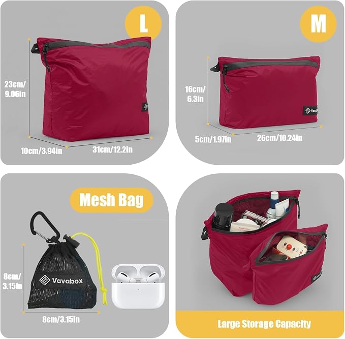 Vavabox Lightweight Travel Toiletry Bag for Women, Travel Pouch Men | Water-resistant, Nylon Zipper, Travel Essentials, Camping Gym - Image 4