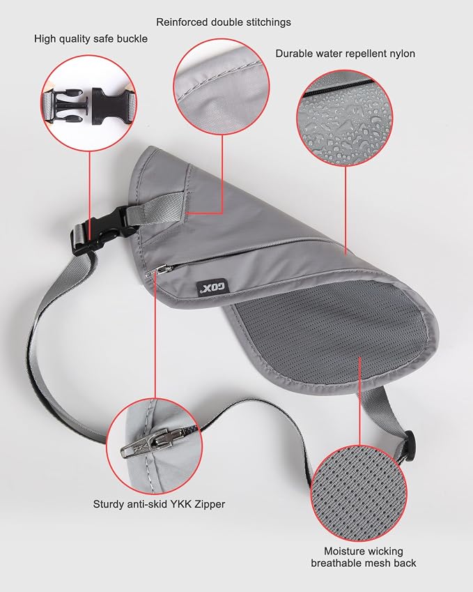 GOX Money Belt for Men Travel, Anti-Theft Hidden Waist Pack, RFID Secure Travel Belt for Men, Ultra-Thin Under-Clothes Passport Wallet with Documentry Safety & Money Holder (Grey-L) - Image 6