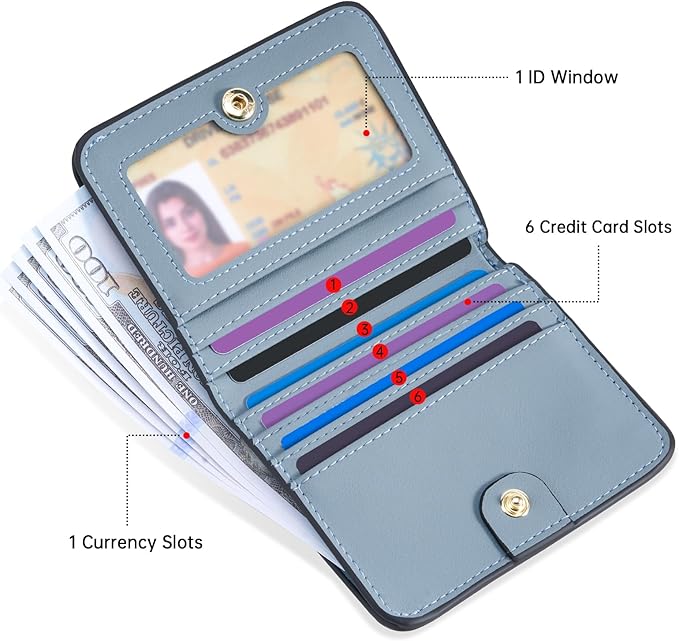 Toughergun Women’s Small Slim Leather Wallet with RFID Protection, Compact Bifold Mini Purse with Clear ID Window - Image 3
