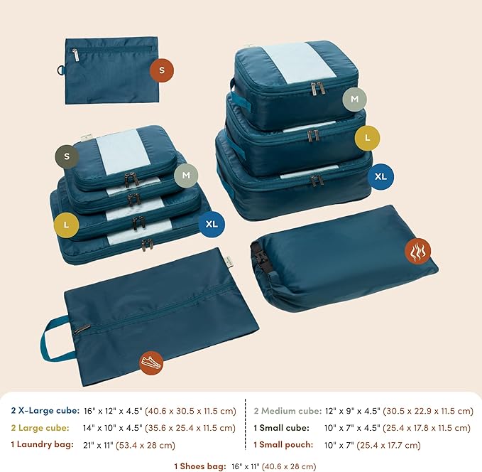 10-Pack Large Compression Packing Cubes for Travel - Lightweight Compression Packing Cube Set, Water-Resistant Luggage Organizer Bags & Suitcase Organizers, Travel Cubes for Carry-On, Checked Luggage - Image 4