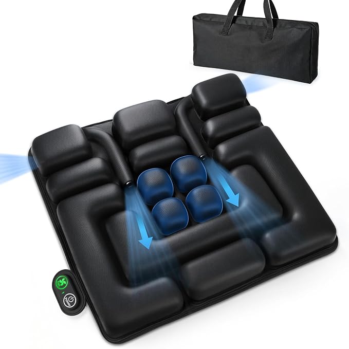 Inflatable Airplane Seat Cushion for Long Flights with Dual Airflow Fans | Portable Travel Cushion Airplane Seat for Air Travel, Office, Car and Wheelchair Rechargeable with Ergonomic Support by Unknown